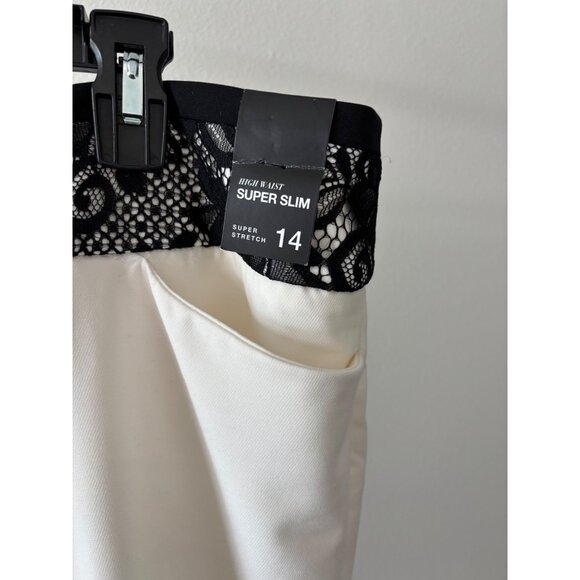 NWT New York & Company Pants 14 White Lace High Waist Super Slim Quiet Luxury - Picture 5 of 15